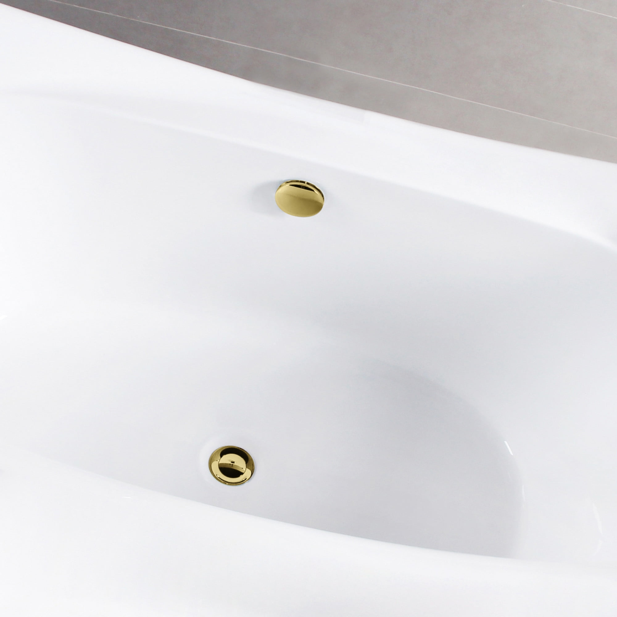 Kingston Brass VTDE673321M2 67" Acrylic Rectangular Double Ended Freestanding Tub with Overflow/Drain Assembly, Glossy White/Polished Brass