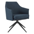 thumbnail image 2 of Dark Teal Blue Fabric and Black Swivel Armchair, 2 of 6