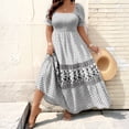 thumbnail image 6 of LWavelet Women's Plus Size Boho Maxi Dress Puff Sleeve Square Neck Smocked Geometric Print Dress White L, 6 of 7