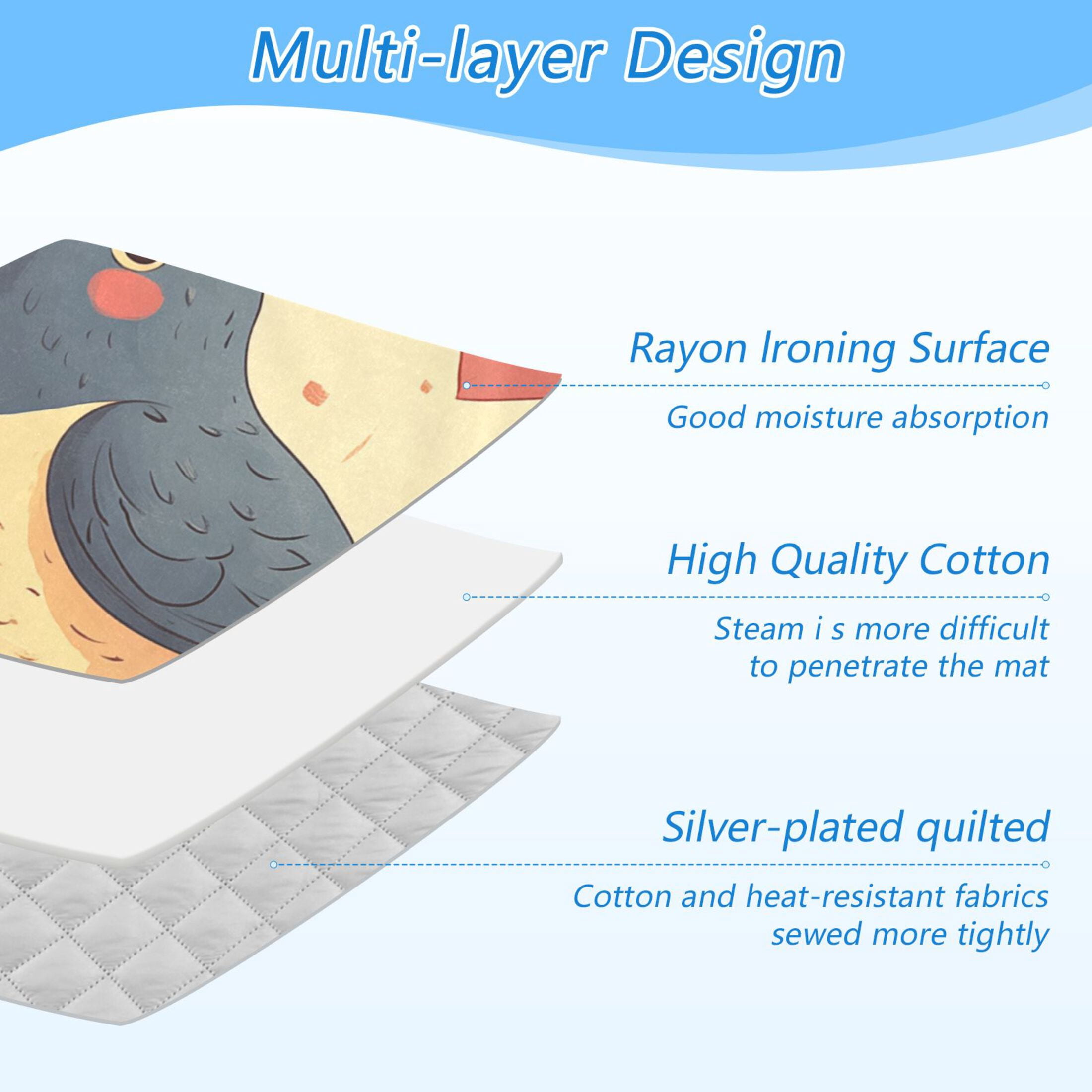 Cute Pigeon Cartoon Hearts Ironing Mat Blanket Portable Travel Ironing Pad Heat Resistant Pad 47.2" x 27.6”