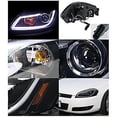 thumbnail image 2 of DRL LED Light Bar Strip Projector Headlight Head Lamp Replacement in Gloss Black Housing Smoke Lens Made For And Compatible With 2006 - 2013 Chevy Chevrolet Impala 06 07 08 09 10 11 12 13, 2 of 2