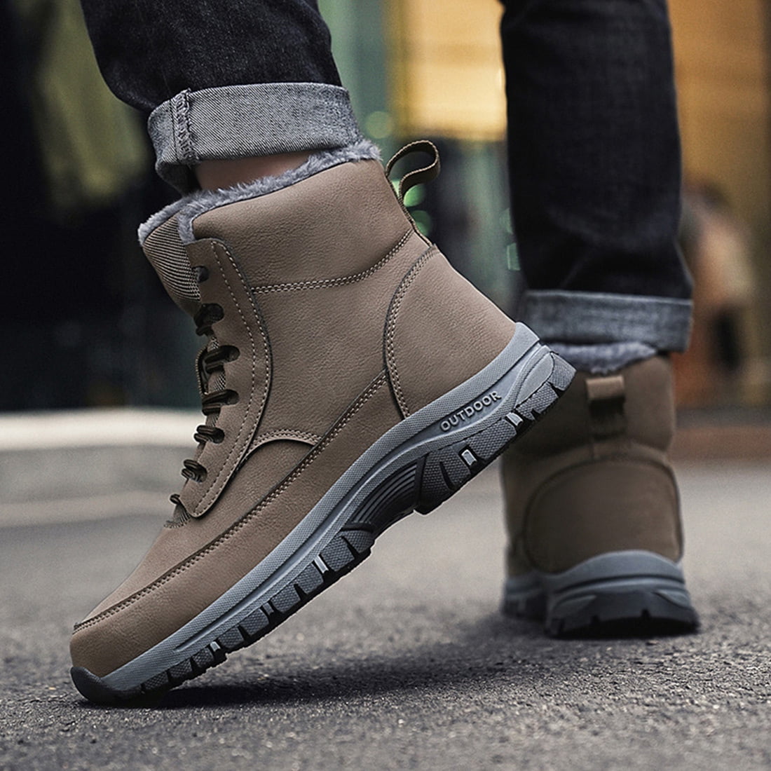 Ecetana Mens Winter Snow Boots Anti Slip Hiking Outdoor Trekking Shoes
