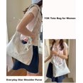 thumbnail image 3 of Sunyuer Women Cute Star Print Hobo Shoulder Tote Bag, Ruched Pleated Strap Casual Handbag with Polka Dot Star Charm, Large Capacity Lightweight Daily Purse for Shopping Dating Travel, 3 of 8