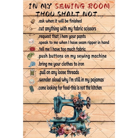 Noete 8x12 inch Sewing Room Wall Art Vintage Metal Tin Sign for Sewing Lovers, Unique Home & Studio Decor Gift, Perfect for Craft Room Decor
