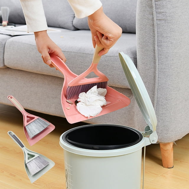 Fiudx Juego de Recogedor y Cepillo, Kit de Limpieza Portátil, Diseño de Agarre Cómodo, Cerdas Suaves para Eliminar El Polvo, Ideal para Limpiar Mesas, Sofás, Dormitorios y Tiendas de Campaña, Tamaño