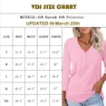 thumbnail image 2 of VDJ Women T Shirts 3/4 Sleeve Button V Neck Cute Tops Casual Dark Pink Spring Tops Solid Color Lightweight TEE Clothes Size XL, 2 of 4