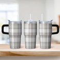 thumbnail image 2 of 20oz Geometric Textured Tumbler with Handle, Double Wall Insulated Stainless Steel Travel Mug, Leak Proof Lid Includes Straw, 2 of 5