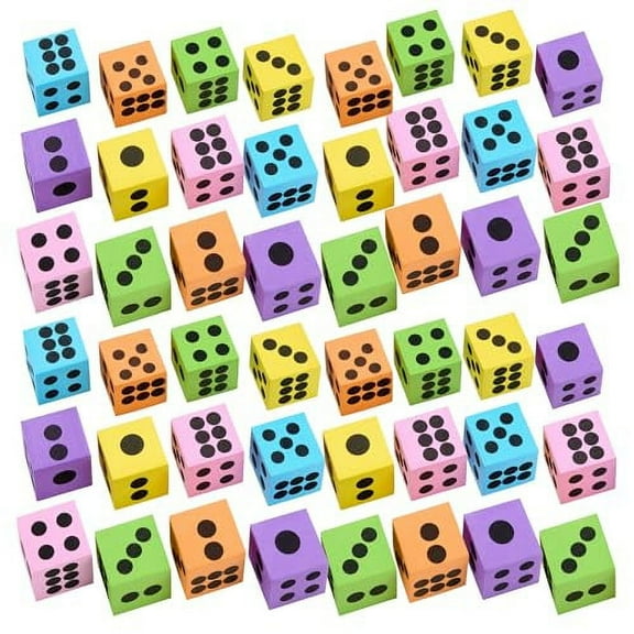 Playbees Neon Foam Dice Set - Ignite Imaginations, Boost Math Skills, Perfect for Gifts and Parties (48 Pack)