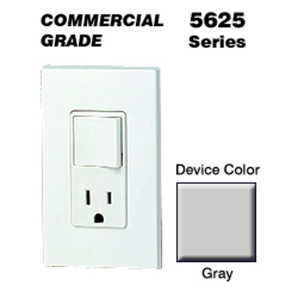 Leviton 5625GY Decora Combo Switch/Receptacle SinglePole/515R 15A
