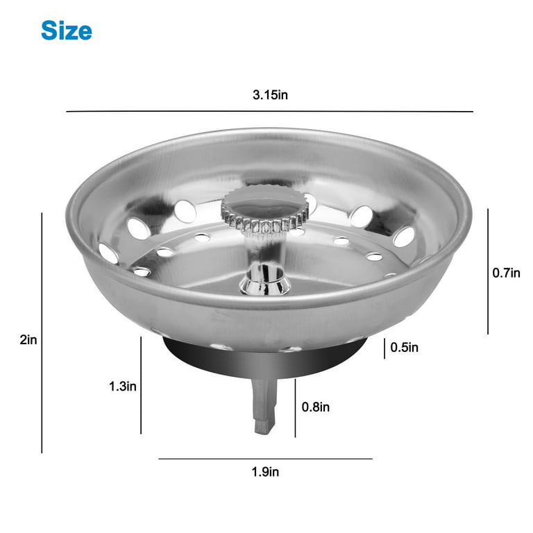 Stainless Steel Kitchen Sink Strainer Stopper Drain Basket 31/2inc Waste  Plug US