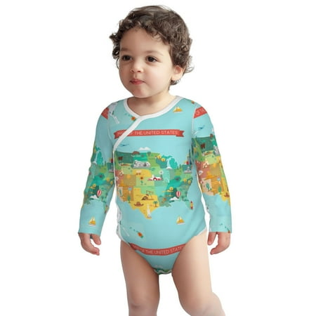 

Fotbe USA Tourist Map Pattern Unisex-baby Long-sleeve Bodysuit Long Sleeve Bodysuits One-piece 100% Organic Cotton for Infant Baby Boys Unisex-3 Months