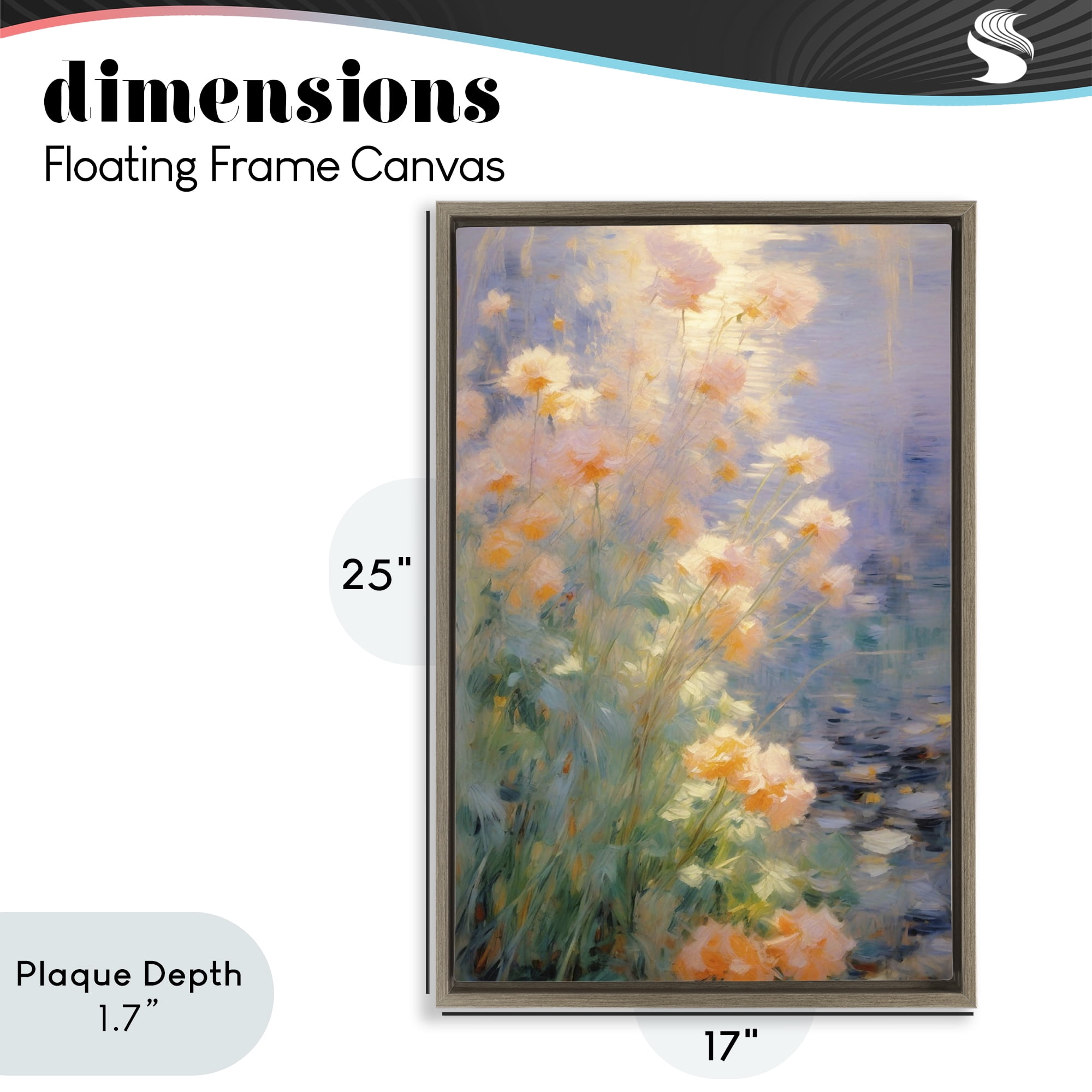 Stupell Industries Sunlit Pastel Blossoms Impression Brown Framed Floater Canvas Wall Art, design by Angie Hawke