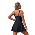 thumbnail image 2 of Felirenzacia Women's Modest One Piece Swimsuit, Ruffled Tummy Control Athletic Push Up Slimming Bathing Suit Floral Cutout Swim Dress,Black,S, 2 of 8