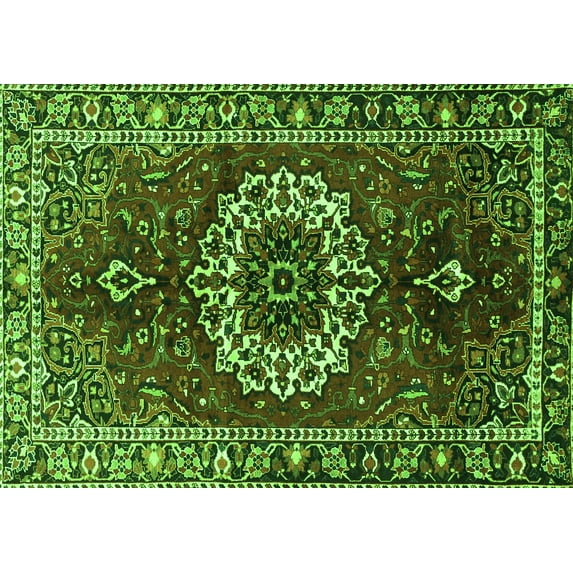 Ahgly Company Indoor Rectangle Medallion Green Traditional Area Rugs, 4' x 6'