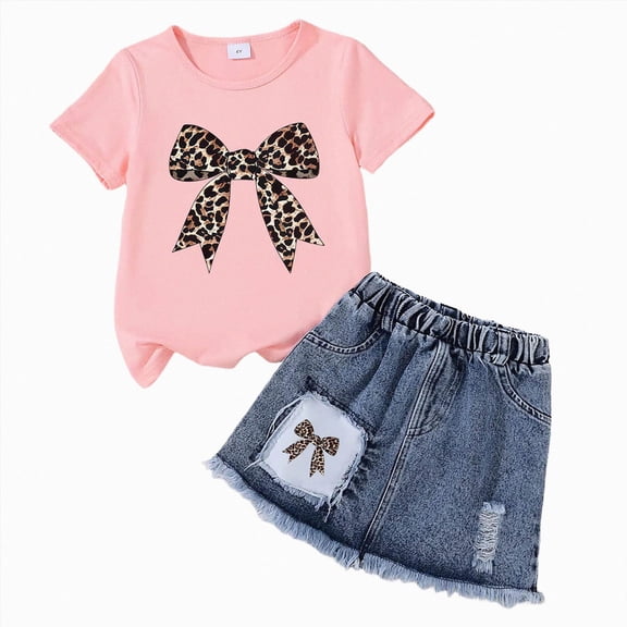 Ccpelsie Toddler Girl Summer Clothes Outfit T-Shirt Top Short Set Girl Clothes for Summer Wear H,5-6 Years