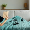 thumbnail image 3 of Adventure Soft Flannel Fleece Blanket, Monochrome Simplistic Lettering on a Abstract Pale Blue Backdrop, Cozy Plush for Indoor and Outdoor Use, 50" x 70", Charcoal Grey and Turquoise, by Ambesonne, 3 of 5