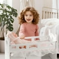 thumbnail image 5 of Robud Doll Crib & Changing Table, All-in-One Wooden with Storage, Bedding & Hooks, Fits 18-21" Baby Dolls, Pretend Play Gift for Girls Ages 3+, 5 of 12