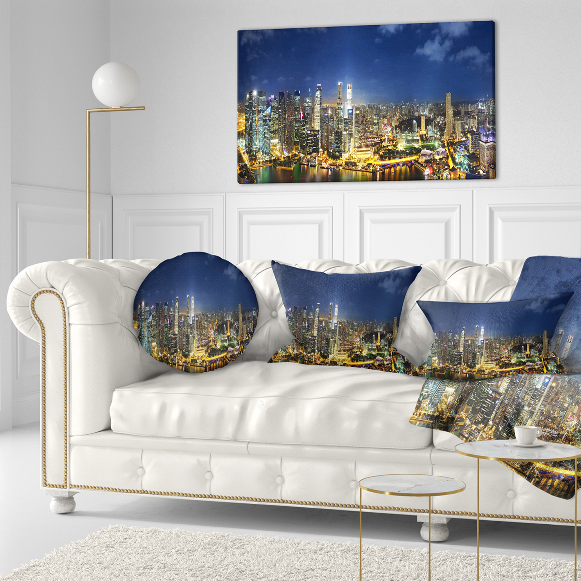 Designart Singapore Skyscrapers Panorama - Cityscape Throw Pillow - 12x20