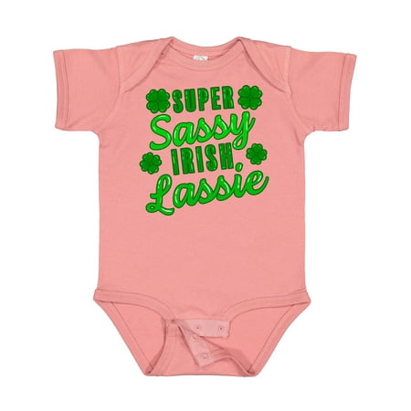 

Inktastic Super Sassy Irish Lassy with Green 4 Leaf Clovers Gift Baby Boy or Baby Girl Bodysuit