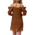thumbnail image 5 of YueHuiYing Women's Solid Color Halter Neck Off-Shoulder Sleeveless Bodycon Mini Dress Casual Fashion Sexy Summer Party Club Nightout Short Dress, 5 of 5