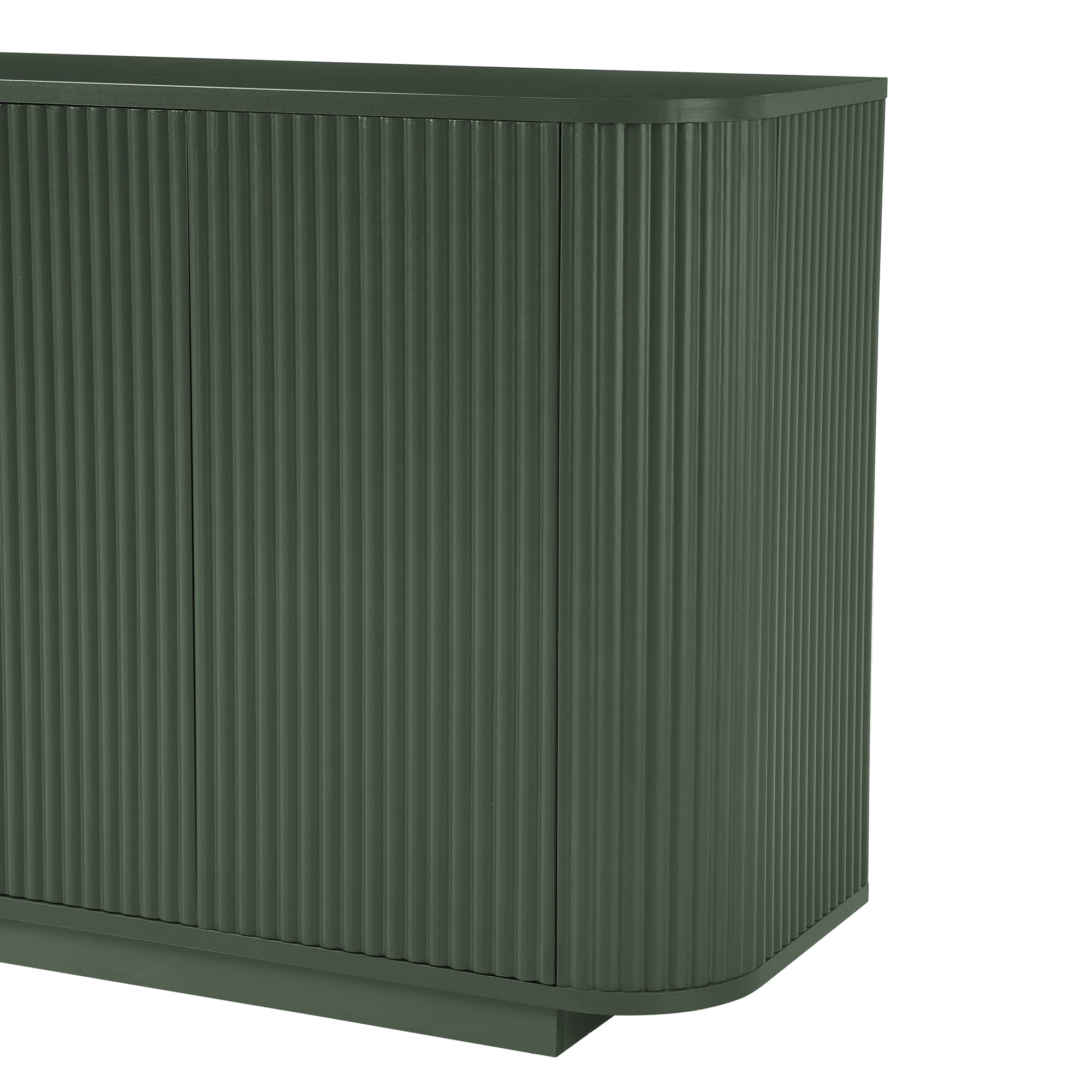 64" Modern Fluted Sideboard Buffet Cabinet - Green Storage Credenza with Adjustable Shelves for Living Room, Kitchen & Dining Room ,31.5" H