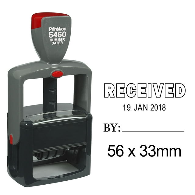 Printtoo Self Inking Received By Text And Sign Space Heavy Duty Dater Stamp Document Date Rubber Stamp-Black