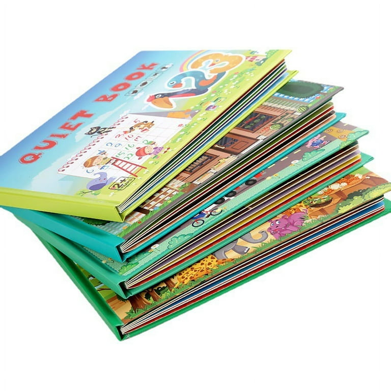 4 PCS Children's books baby puzzle silent book Velcro activity learning  board children's toy gift