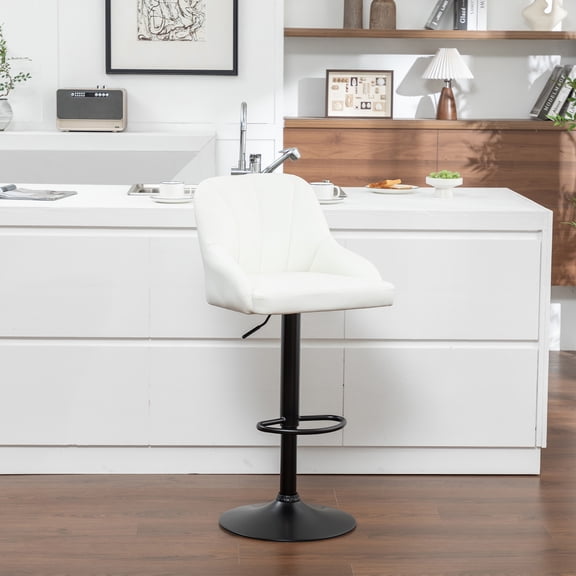 MINCETA Bar Stools, Adjustable Counter Height Bar Stools, White