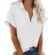 thumbnail image 1 of DTBPRQ - Camisas abotonadas para mujer, blusas de algodón de manga corta, cuello en V, túnicas casuales, color liso, tallas grandes, con bolsillos, 1 of 6