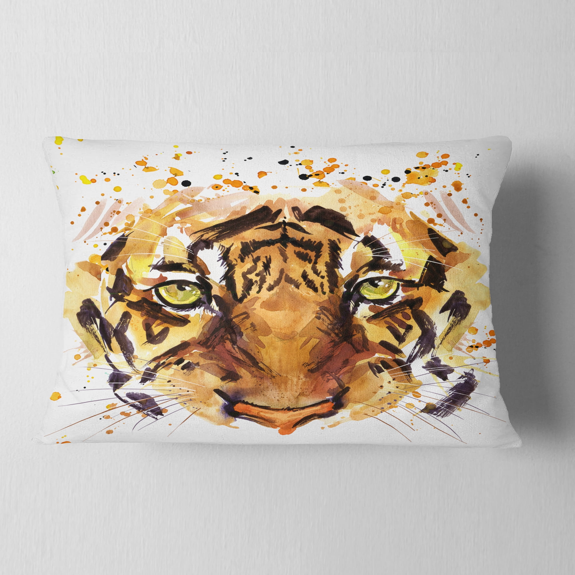 Designart Eyes with Fire - Animal Throw Pillow - 12x20