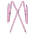 thumbnail image 2 of TOPTIE Men's Solid Suspenders Elastic 3/4 Inch X Back Adjustable Suspenders-Pink, 2 of 7