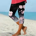 thumbnail image 3 of GHSOHS Leggings for Women Yoga Pants Bell Bottom Pants Jeggings Tights Capri Leggings for Women Floral Print Cropped Leggings Knee Length Summer Workout Leggings Casual Comfy Cropped Yoga Pants C,L, 3 of 5