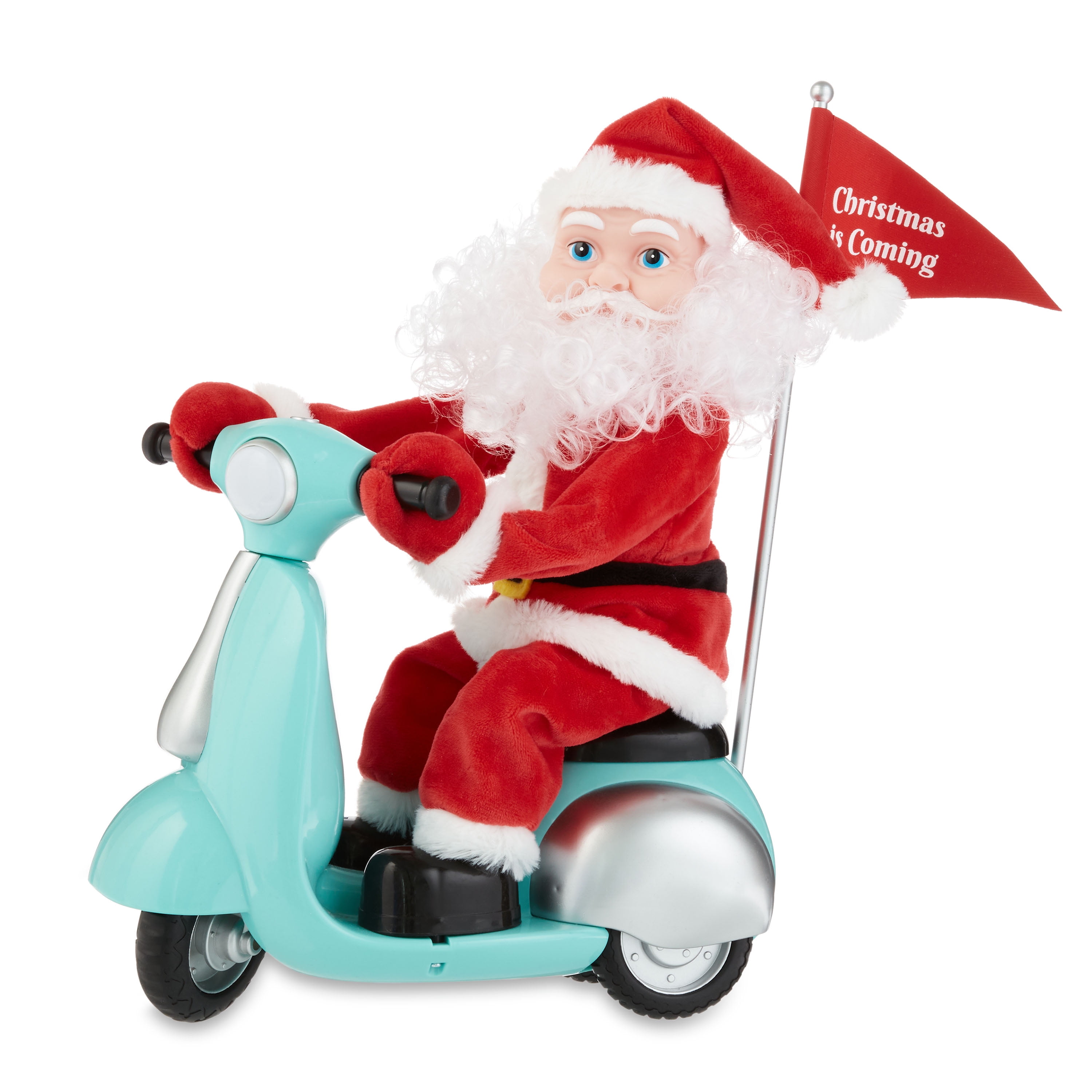 Mr. Animated Scooting Santa Decoration, Turquoise -