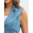 thumbnail image 5 of DARING DIVA Women's Denim Vest Elastic Waist Waistcoat Jean Jacket S Light Blue, 5 of 7