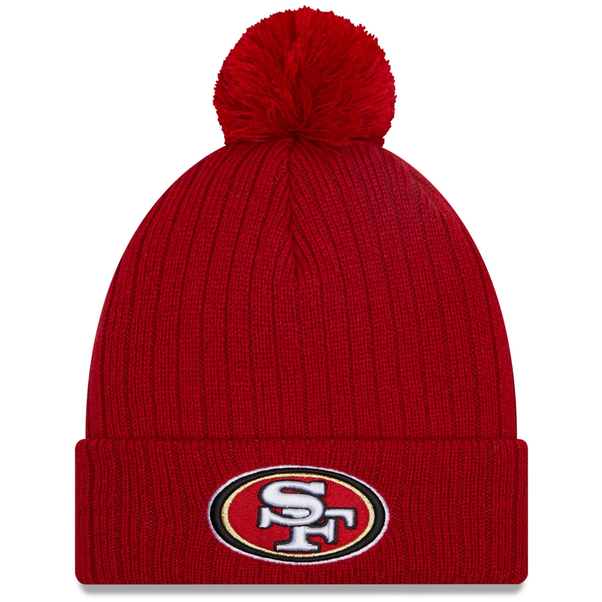 Cuffed Knit Hat with Pom - OSFA 