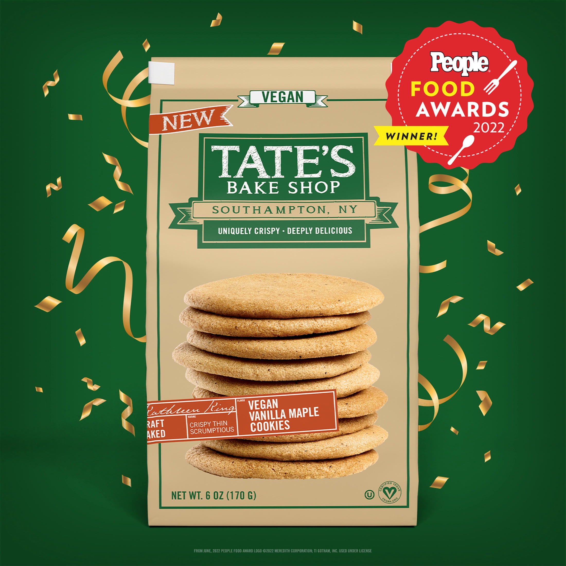 (3 pack) Tate's Bake Shop Vanilla Maple Vegan Cookies, 6 oz