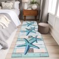 thumbnail image 4 of 2'x6' Rug Runners for Hallways Kitchen, Teal Blue Starfish Non Slip Entryway Beside Floor Carpet Runner, Summer Beach Coastal Retro Wooden Washable Laundry Room Bedroom Throw Rugs Mat for Family Pet, 4 of 8