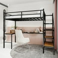 thumbnail image 2 of Newest Loft Bed with L Desk Black,Built in Stairs & Storage, 360° Safety Railing, Space Saving for Small Rooms, 2 of 13