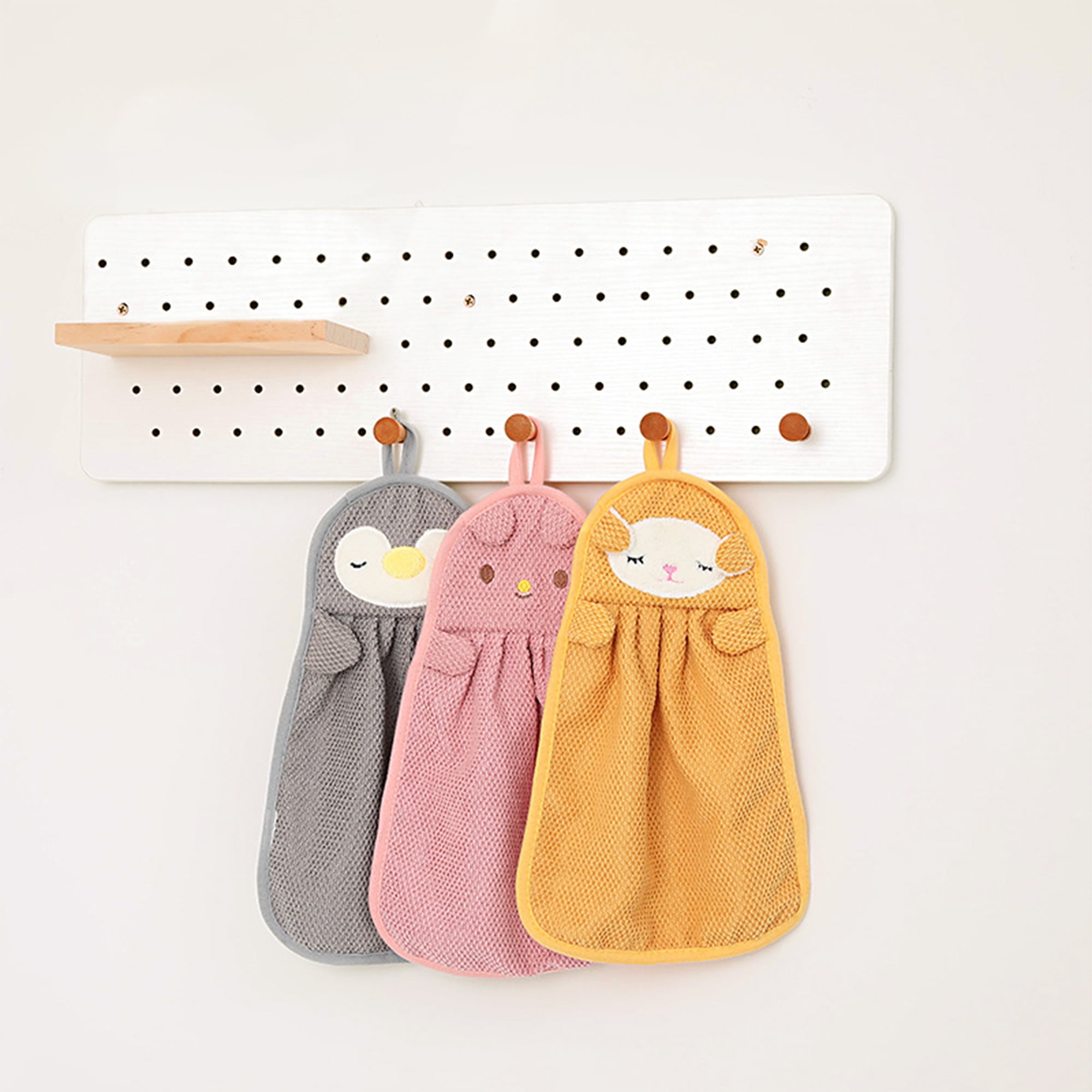 Unique Bargains Cute Cartoon Animal Pattern Hanging Hand Towels Blue