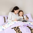 thumbnail image 4 of Manfei Vintage Leopard Print Letter Monogrammed B Twin Bedding Sets 7-Piece for Girls Women,Purple Ribbon Bow Knot Bedding Comforter Set for Kids Teens,Super Cozy Room Decor, 4 of 7
