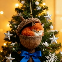 Forest Animals Christmas Ornament, 10cm Acrylic Tree Pendant with Woodland Creatures, Festive Holiday Gift for Nature Lovers(E)