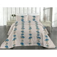 thumbnail image 2 of Ambesonne Floral Design Quilted Bedspread Set 3 Pcs, Rose Peony Art Dots, King, Blush Cobalt Blue, 2 of 4