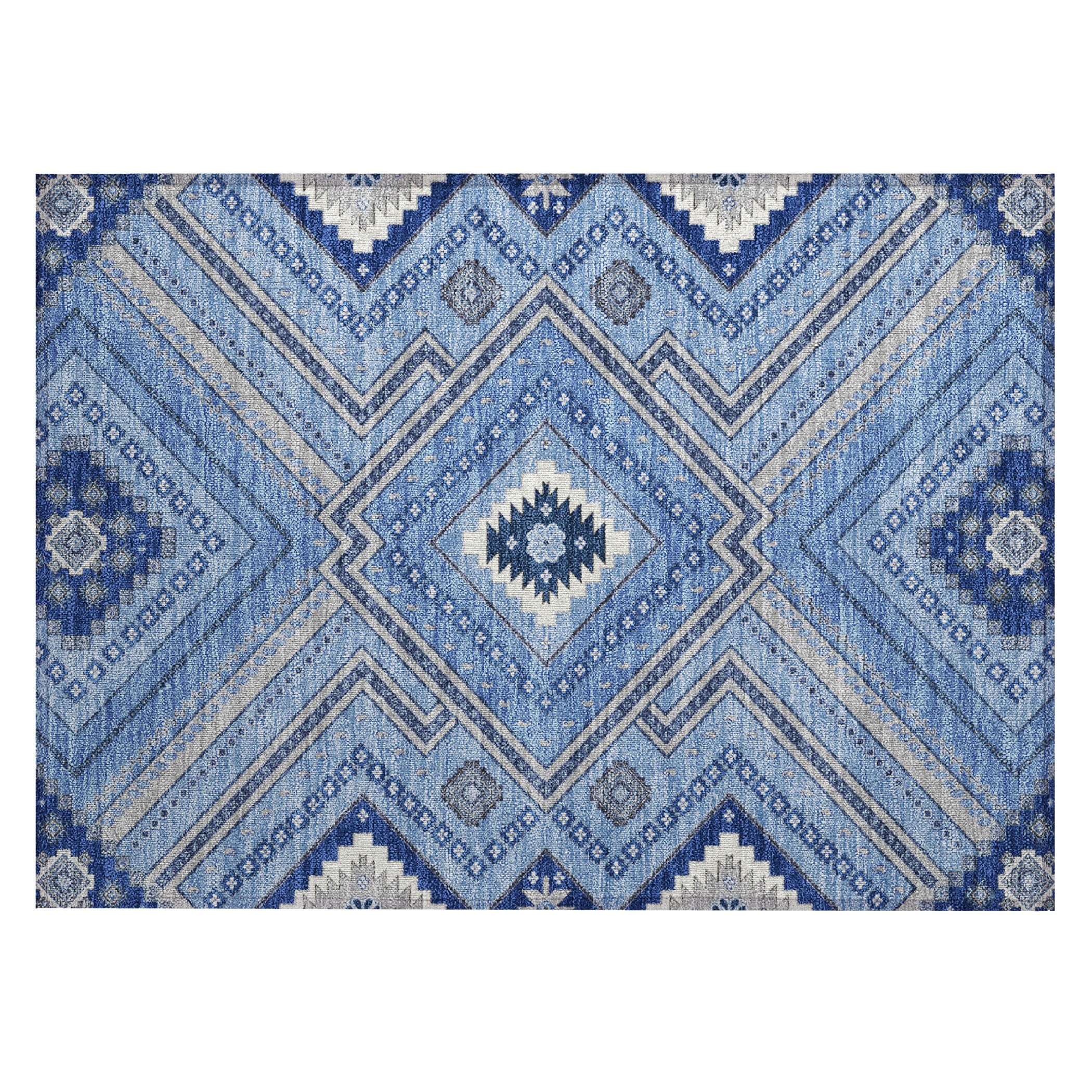 Addison Rugs Chantille Indoor/Outdoor Transitional Geometric, Abstract Blue Washable Rectangle Rug, 1'8" x 2'6"