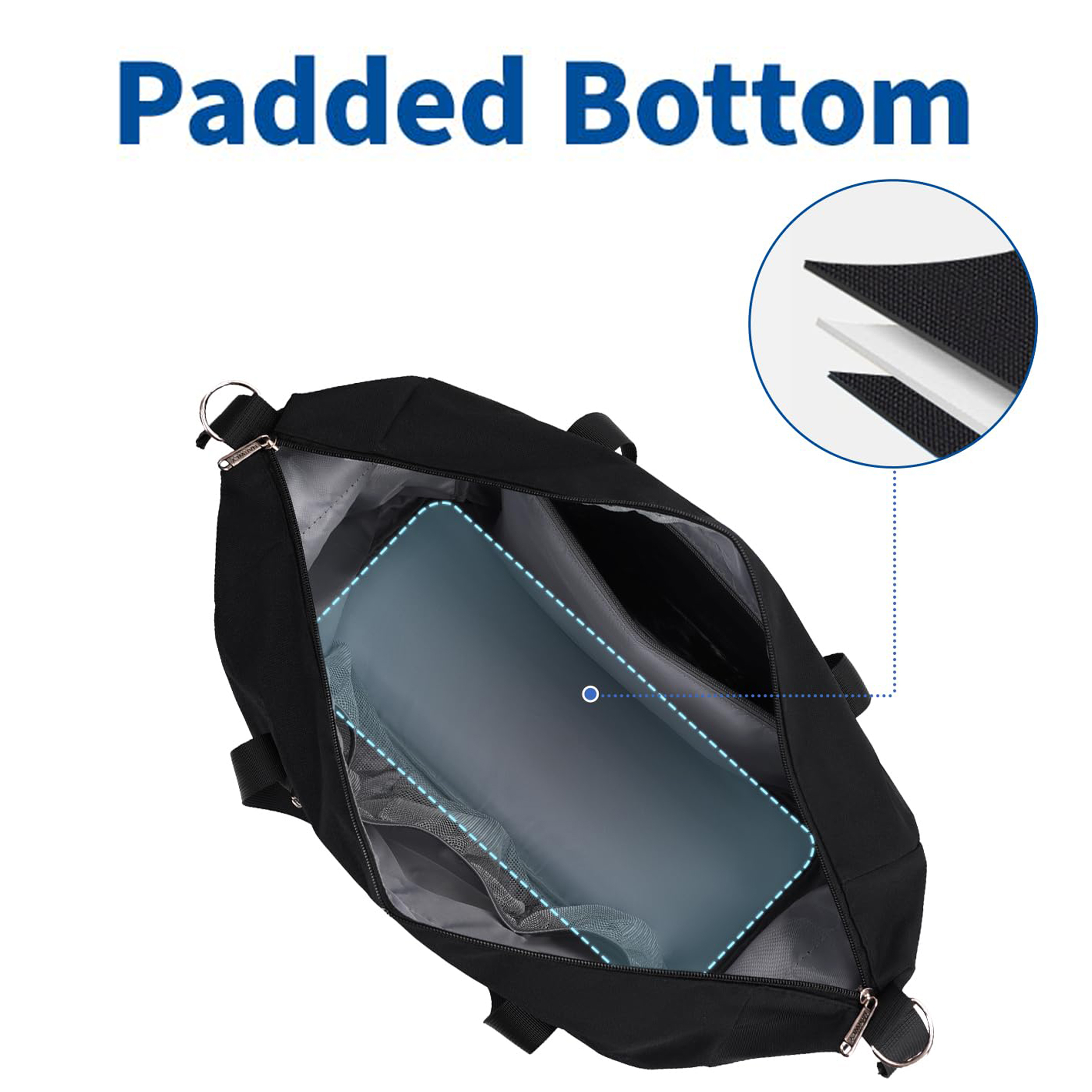 Carry on Underseat Bag Airplane Approved for Travel, Duffel Bag with Adjustable Straps & Wet Pocket for Women and Men for Weekender Gym, 30L, Black