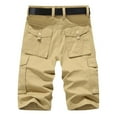thumbnail image 3 of HOOMEUMY Men's Cargo Shorts Summer Cotton Multi-Pockets Stretch Breathable Wear-resistant Straight Khaki Shorts with Belt Yellow M, 3 of 8