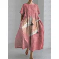 thumbnail image 2 of Women's Crane Print Long Dress 3D Printed Elegant Dress Female Pocket Dresses (9,XXXL), 2 of 6