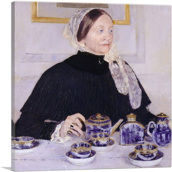 ARTCANVAS Lady At The Tea Table 1883 Canvas Art Print by Mary Cassatt - Size: 26" x 26" (1.50" Deep)