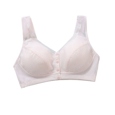 Fadeal Seamless Bra Bras for Women No Underwire Bras Women s Bras for Older Women Full Support Bras for Women No Panty Line Underwear Women s Underwear Cotton Set Front Closure Bras for Women Pink 4XL