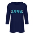 thumbnail image 4 of Women's Vintage T Shirts 1996 Graphic Print Birthday Tees Crew Neck 3/4 Sleeve Casual Loose Pullover Tops (3XL, Blue), 4 of 4