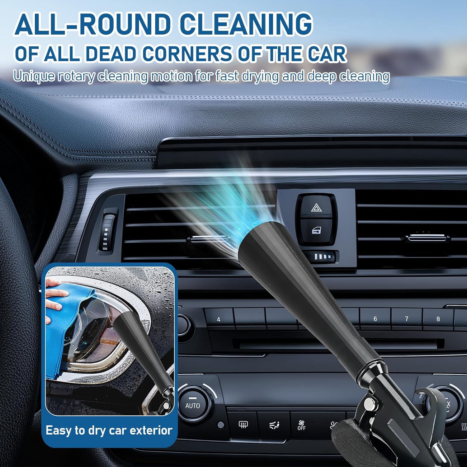 Car Cleaning Air Blow Gun – High Pressure Interior Detailing Tool with 360° Swivel Nozzle, Pneumatic Dust Blower for Auto Carpet Seats Dashboard Console Cleaning